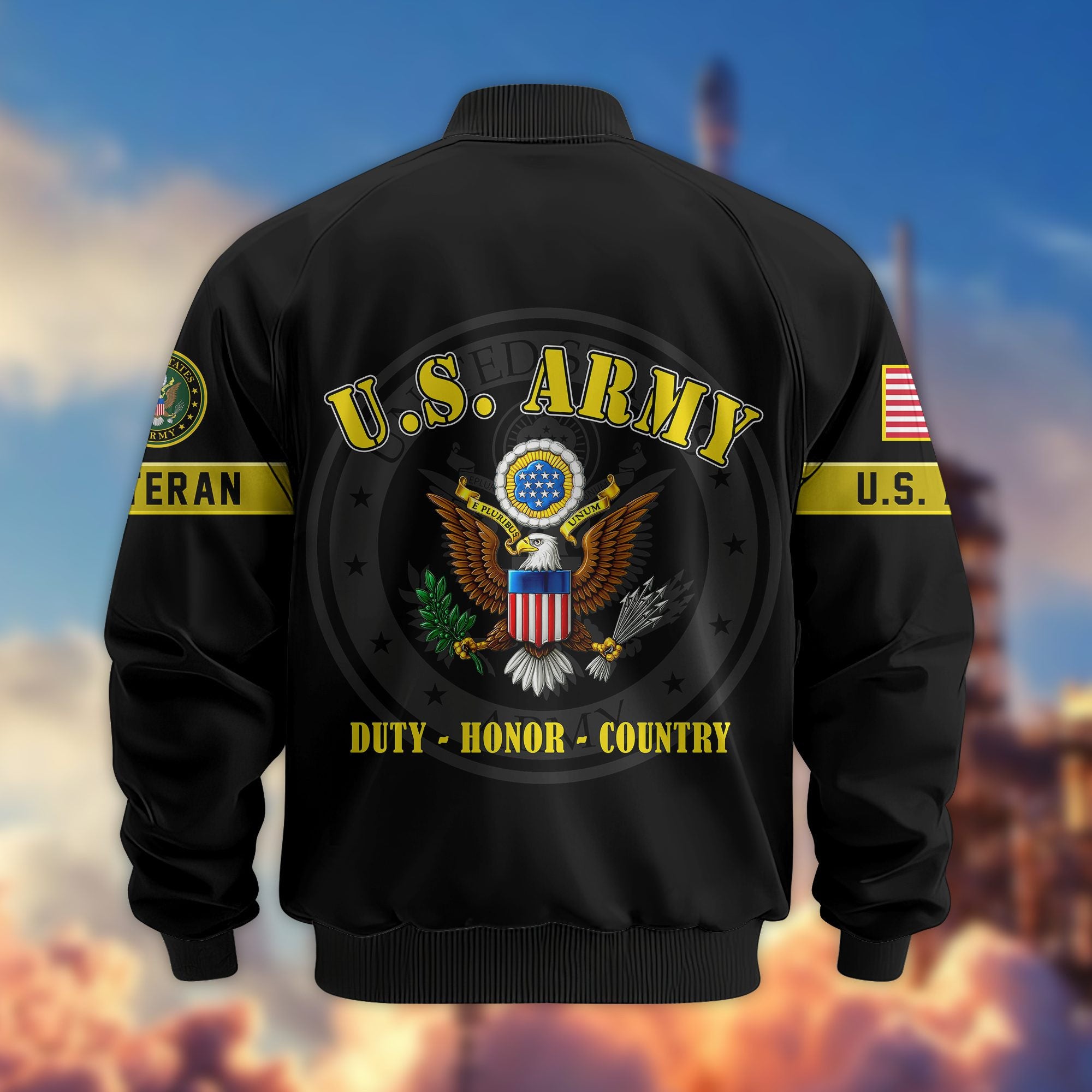 Premium US Veterans Bomber Jacket, Gifts For US Veterans, Gifts On Father's Day, Veterans Day.