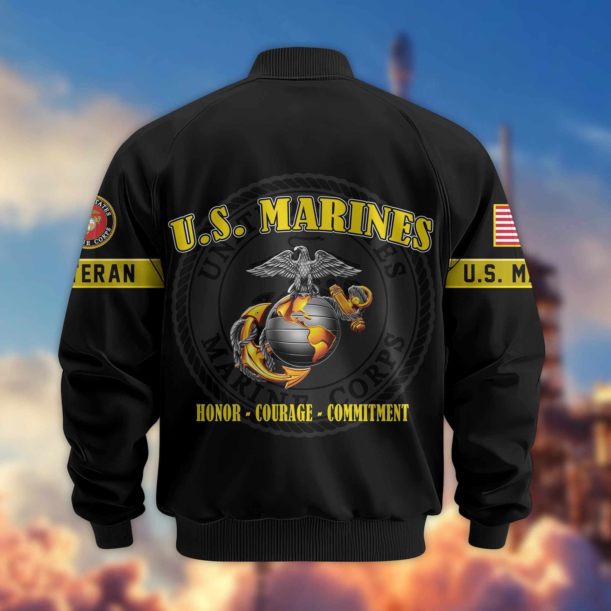 Premium US Veterans Bomber Jacket, Gifts For US Veterans, Gifts On Father's Day, Veterans Day.