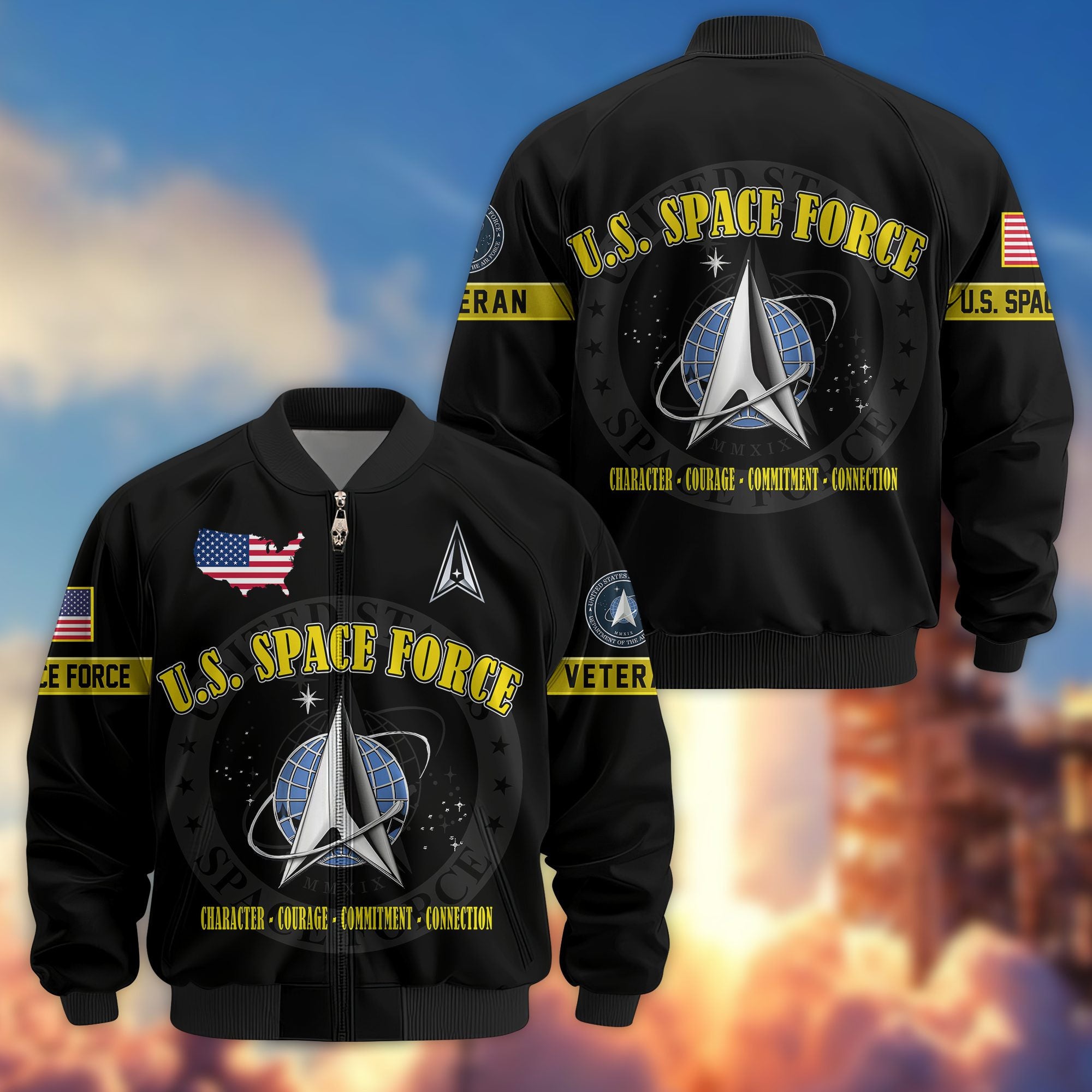 Premium US Veterans Bomber Jacket, Gifts For US Veterans, Gifts On Father's Day, Veterans Day.