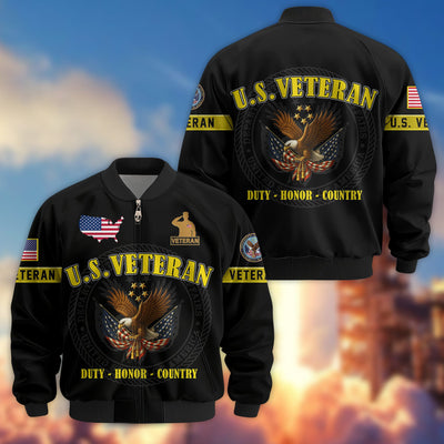 Premium US Veterans Bomber Jacket, Gifts For US Veterans, Gifts On Father's Day, Veterans Day.