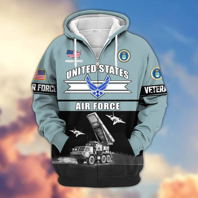 Premium US Veterans Zip Hoodie, Gifts For US Veterans, Gifts On Father's Day, Veterans Day.