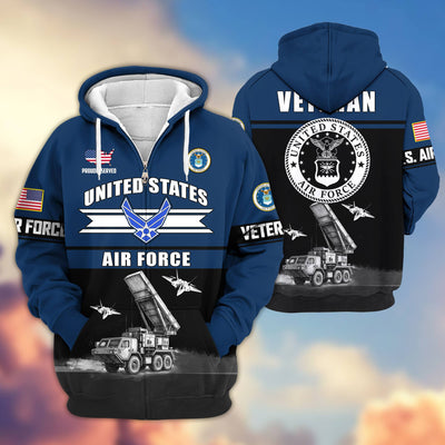 Premium US Veterans Zip Hoodie, Gifts For US Veterans, Gifts On Father's Day, Veterans Day.