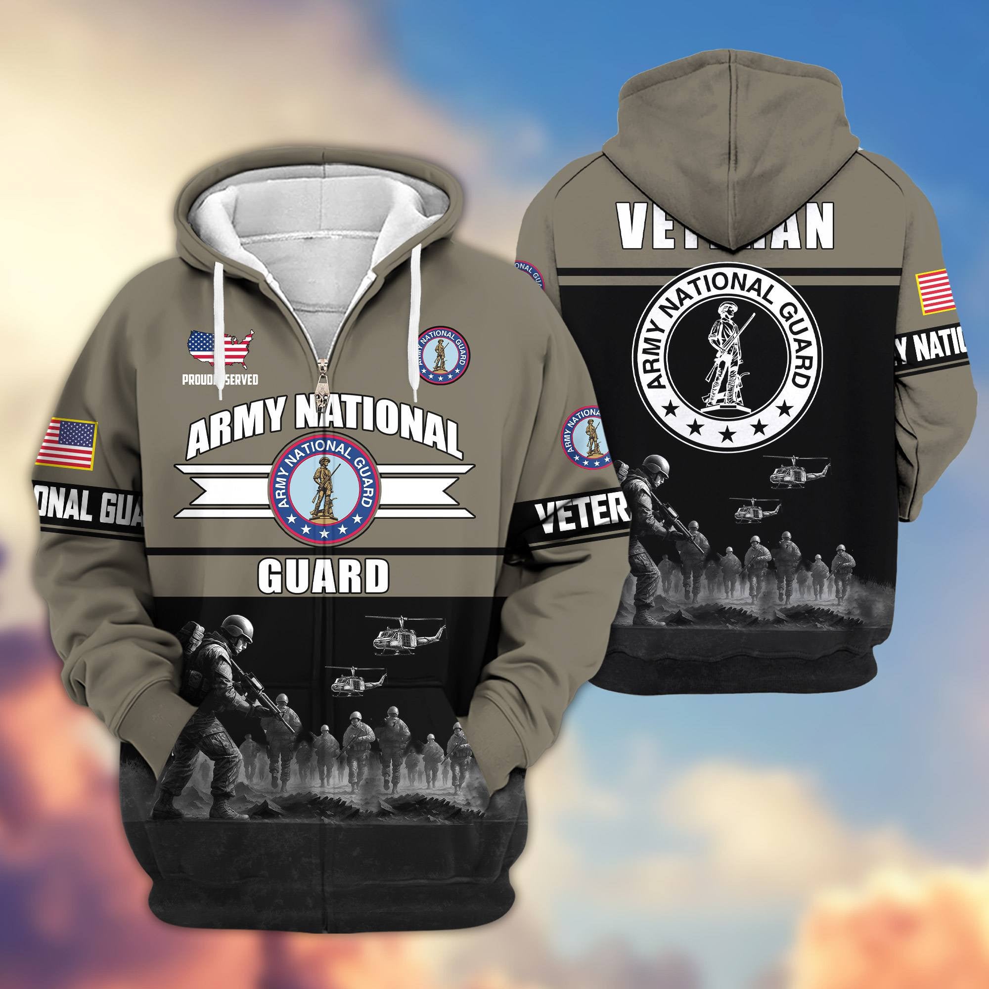 Premium US Veterans Zip Hoodie, Gifts For US Veterans, Gifts On Father's Day, Veterans Day.