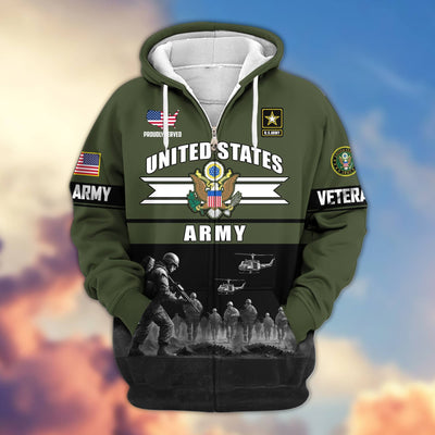 Premium US Veterans Zip Hoodie, Gifts For US Veterans, Gifts On Father's Day, Veterans Day.