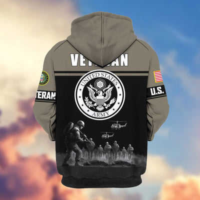 Premium US Veterans Zip Hoodie, Gifts For US Veterans, Gifts On Father's Day, Veterans Day.