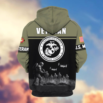Premium US Veterans Zip Hoodie, Gifts For US Veterans, Gifts On Father's Day, Veterans Day.