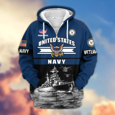 Premium US Veterans Zip Hoodie, Gifts For US Veterans, Gifts On Father's Day, Veterans Day.