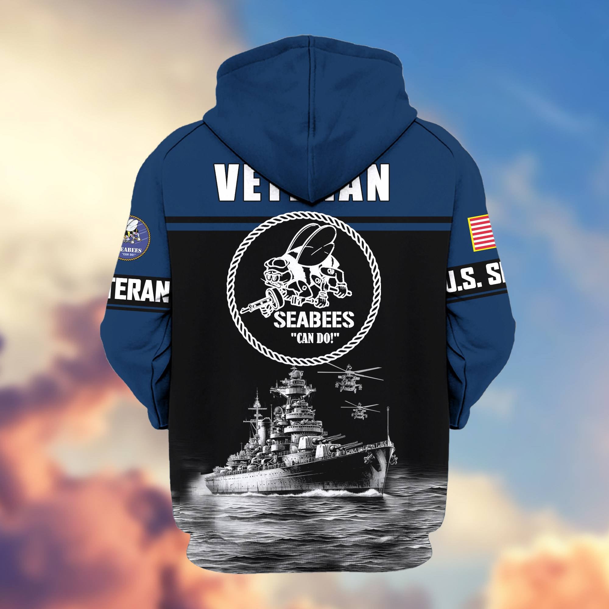 Premium US Veterans Zip Hoodie, Gifts For US Veterans, Gifts On Father's Day, Veterans Day.