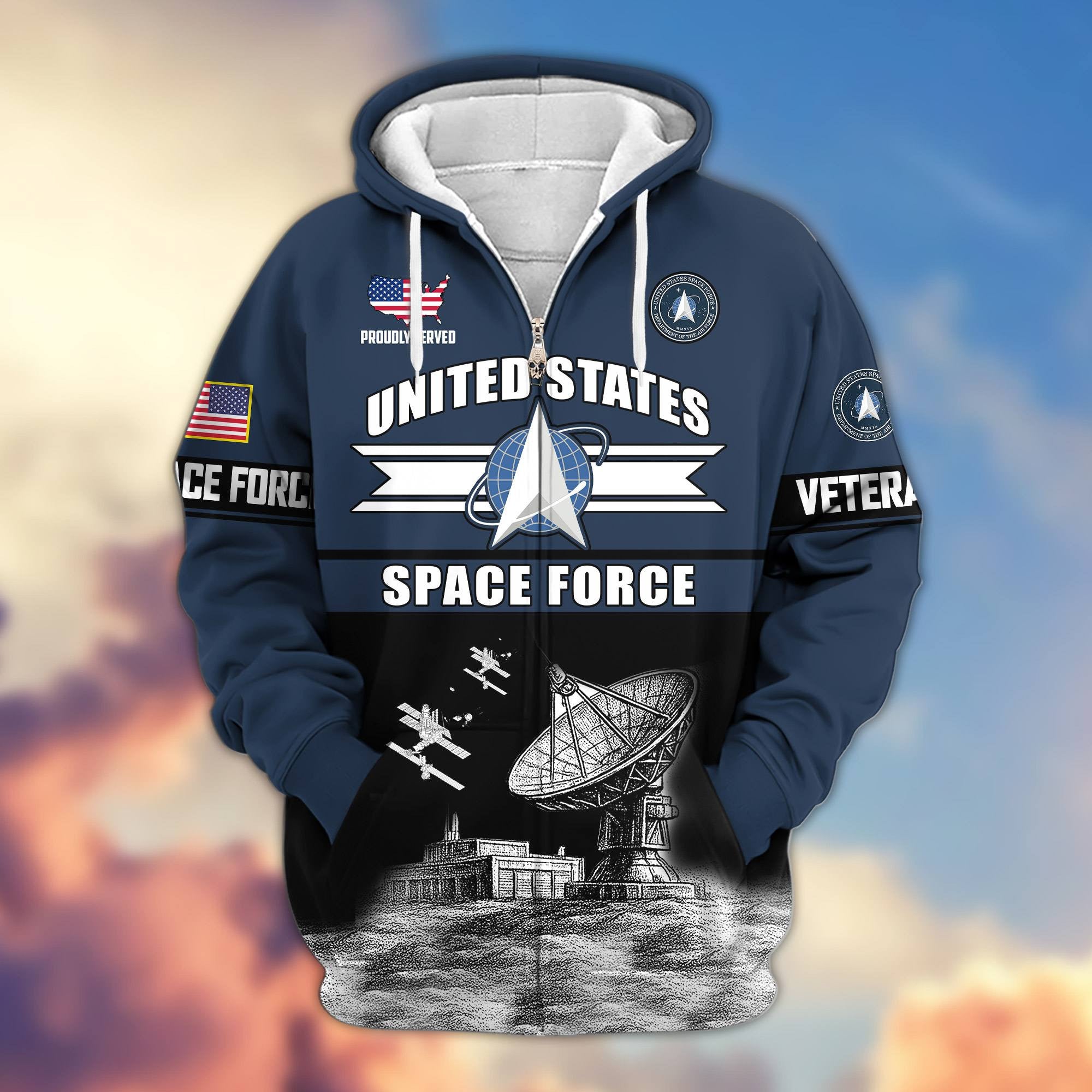 Premium US Veterans Zip Hoodie, Gifts For US Veterans, Gifts On Father's Day, Veterans Day.