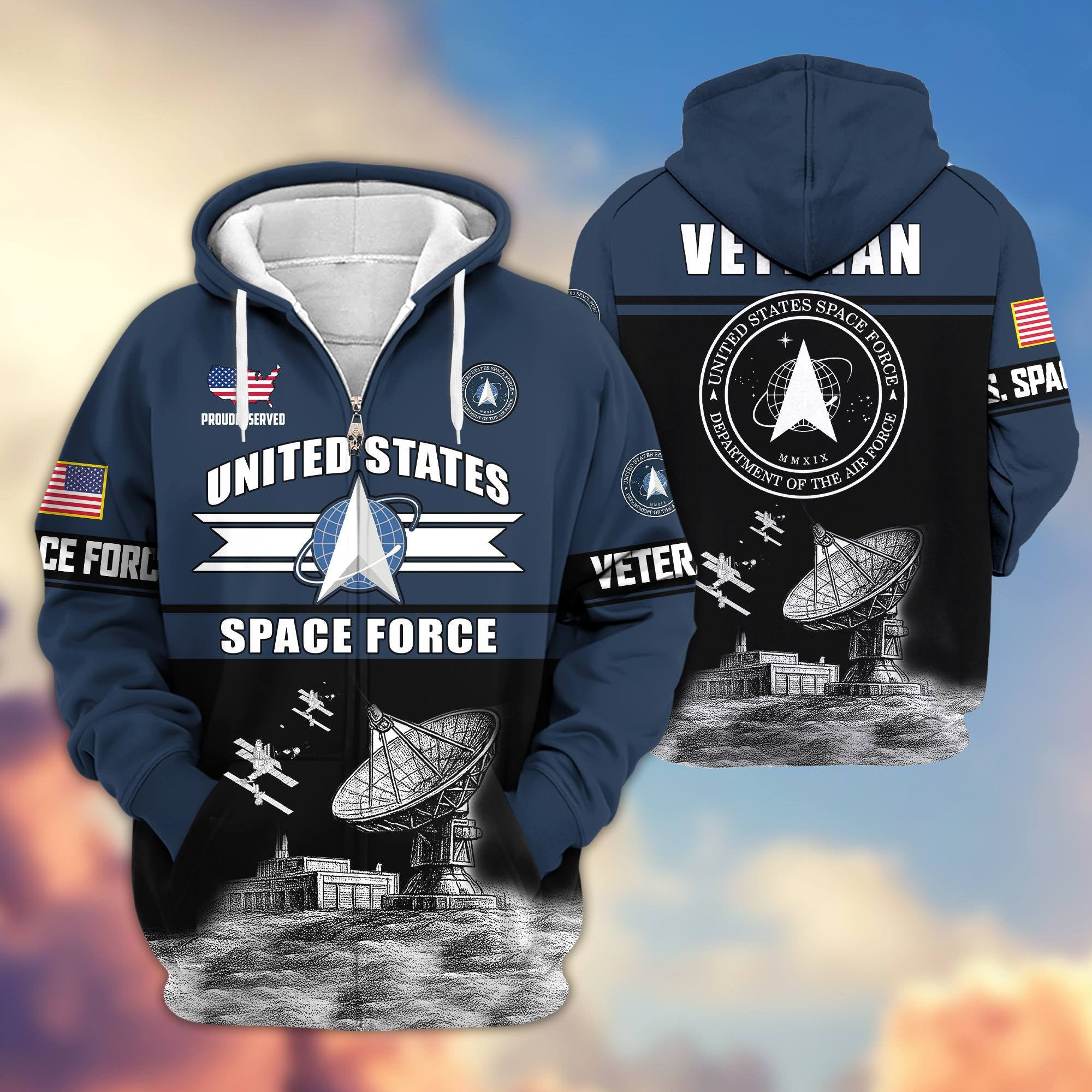 Premium US Veterans Zip Hoodie, Gifts For US Veterans, Gifts On Father's Day, Veterans Day.
