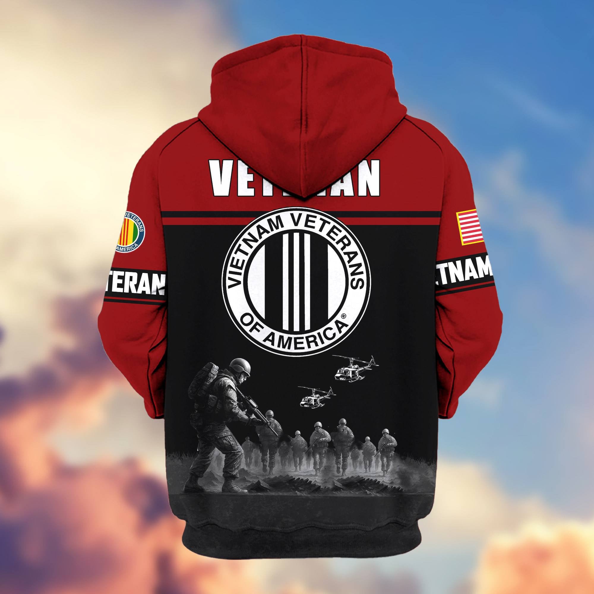 Premium US Veterans Zip Hoodie, Gifts For US Veterans, Gifts On Father's Day, Veterans Day.
