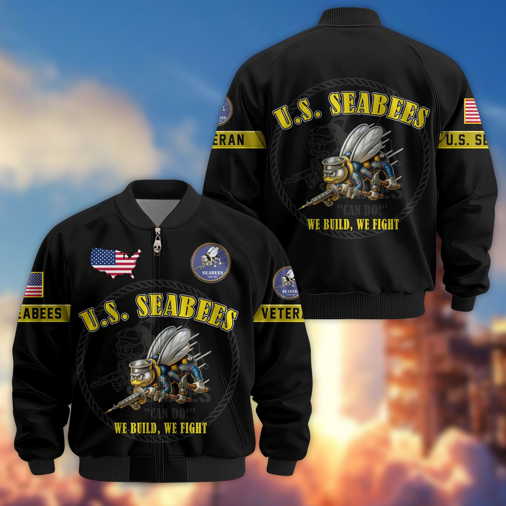 Premium US Veterans Bomber Jacket, Gifts For US Veterans, Gifts On Father's Day, Veterans Day.