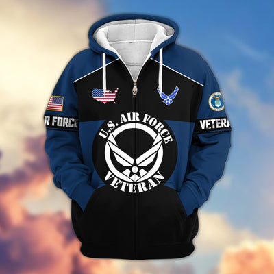 Premium US Veterans Zip Hoodie, Gifts For US Veterans, Gifts On Father's Day, Veterans Day.