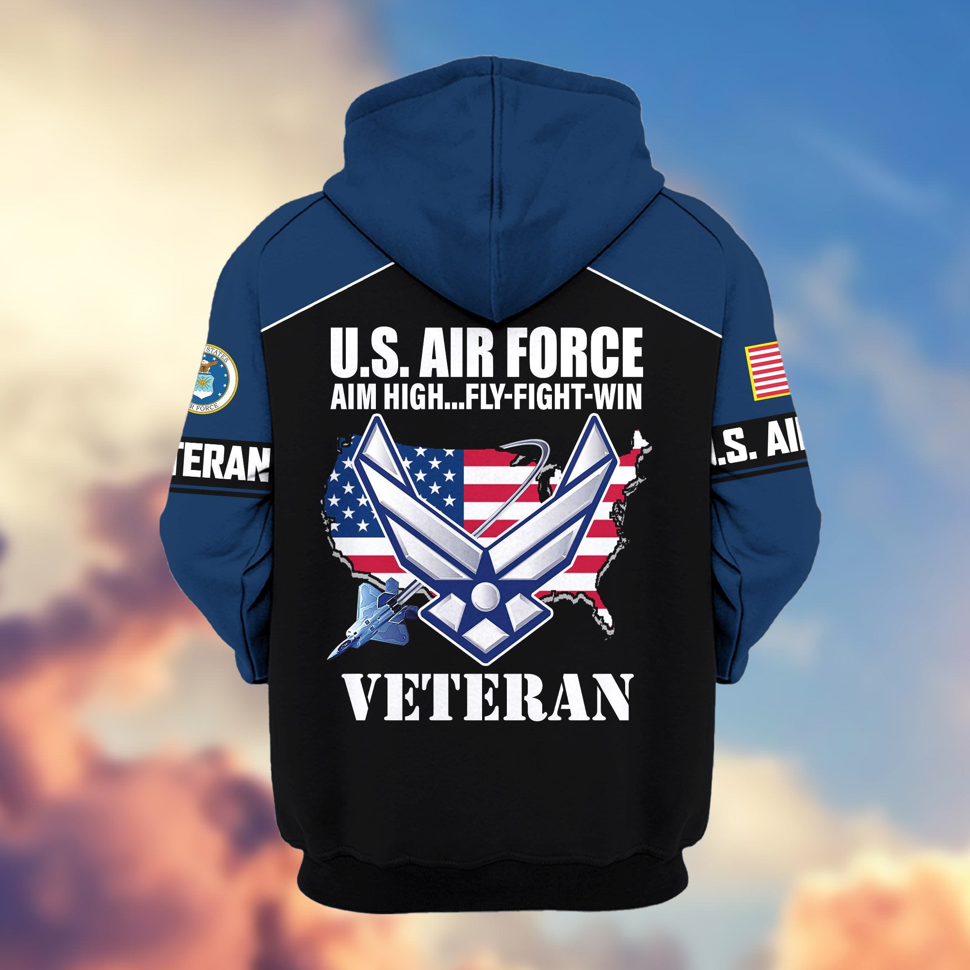 Premium US Veterans Zip Hoodie, Gifts For US Veterans, Gifts On Father's Day, Veterans Day.