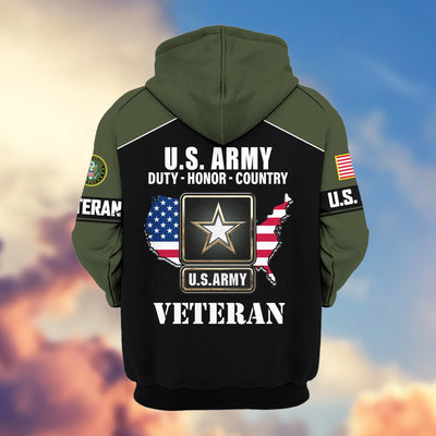 Premium US Veterans Zip Hoodie, Gifts For US Veterans, Gifts On Father's Day, Veterans Day.