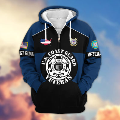 Premium US Veterans Zip Hoodie, Gifts For US Veterans, Gifts On Father's Day, Veterans Day.