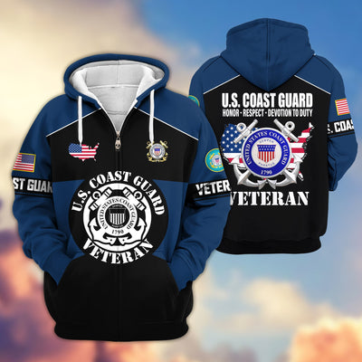Premium US Veterans Zip Hoodie, Gifts For US Veterans, Gifts On Father's Day, Veterans Day.