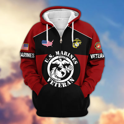 Premium US Veterans Zip Hoodie, Gifts For US Veterans, Gifts On Father's Day, Veterans Day.