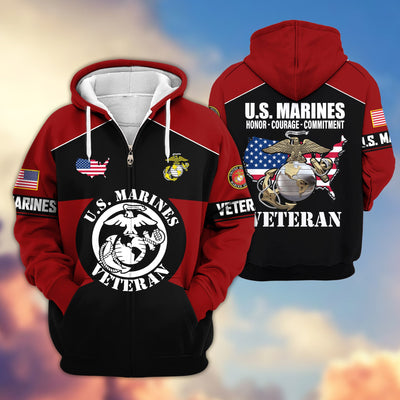 Premium US Veterans Zip Hoodie, Gifts For US Veterans, Gifts On Father's Day, Veterans Day.