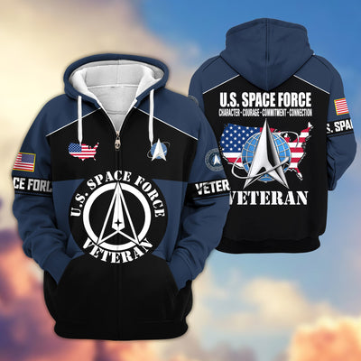 Premium US Veterans Zip Hoodie, Gifts For US Veterans, Gifts On Father's Day, Veterans Day.