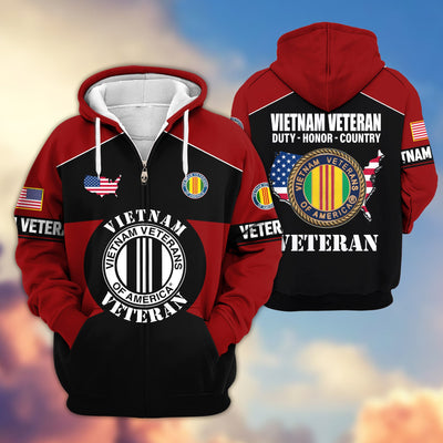 Premium US Veterans Zip Hoodie, Gifts For US Veterans, Gifts On Father's Day, Veterans Day.