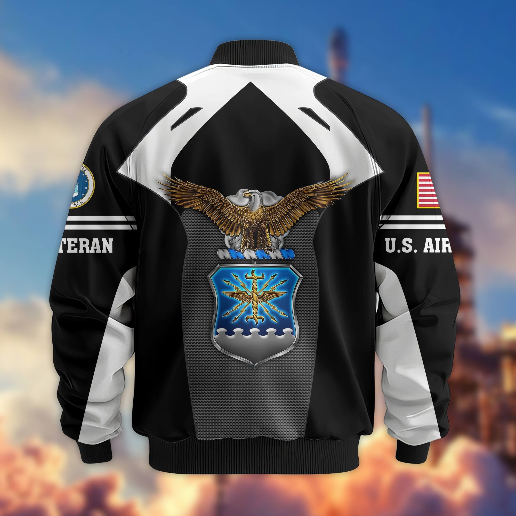 Premium US Veterans Bomber Jacket, Gifts For US Veterans, Gifts On Father's Day, Veterans Day.
