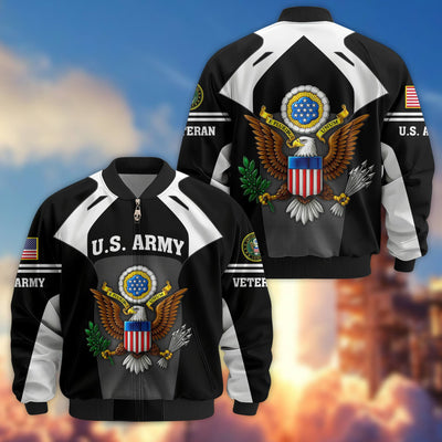 Premium US Veterans Bomber Jacket, Gifts For US Veterans, Gifts On Father's Day, Veterans Day.