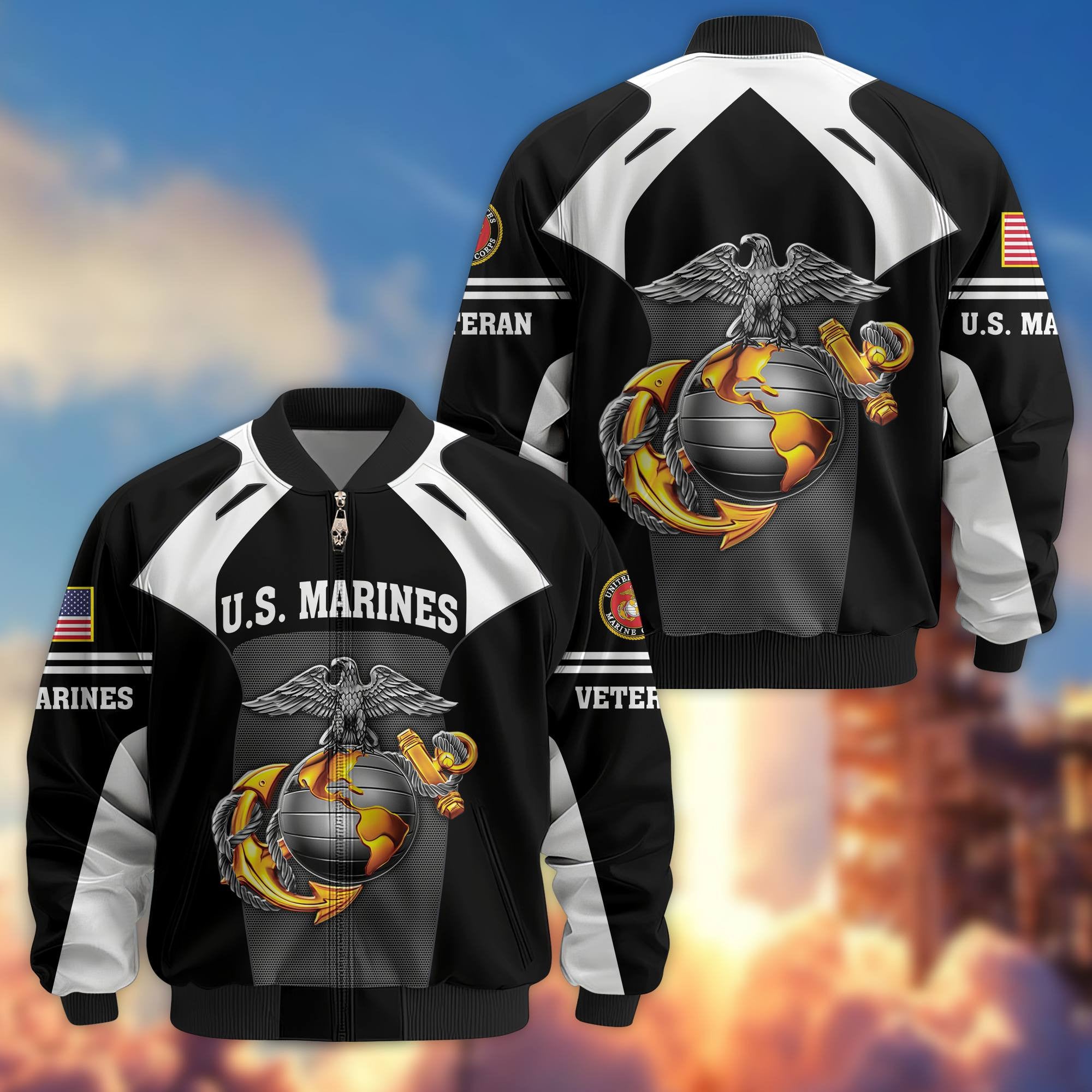 Premium US Veterans Bomber Jacket, Gifts For US Veterans, Gifts On Father's Day, Veterans Day.