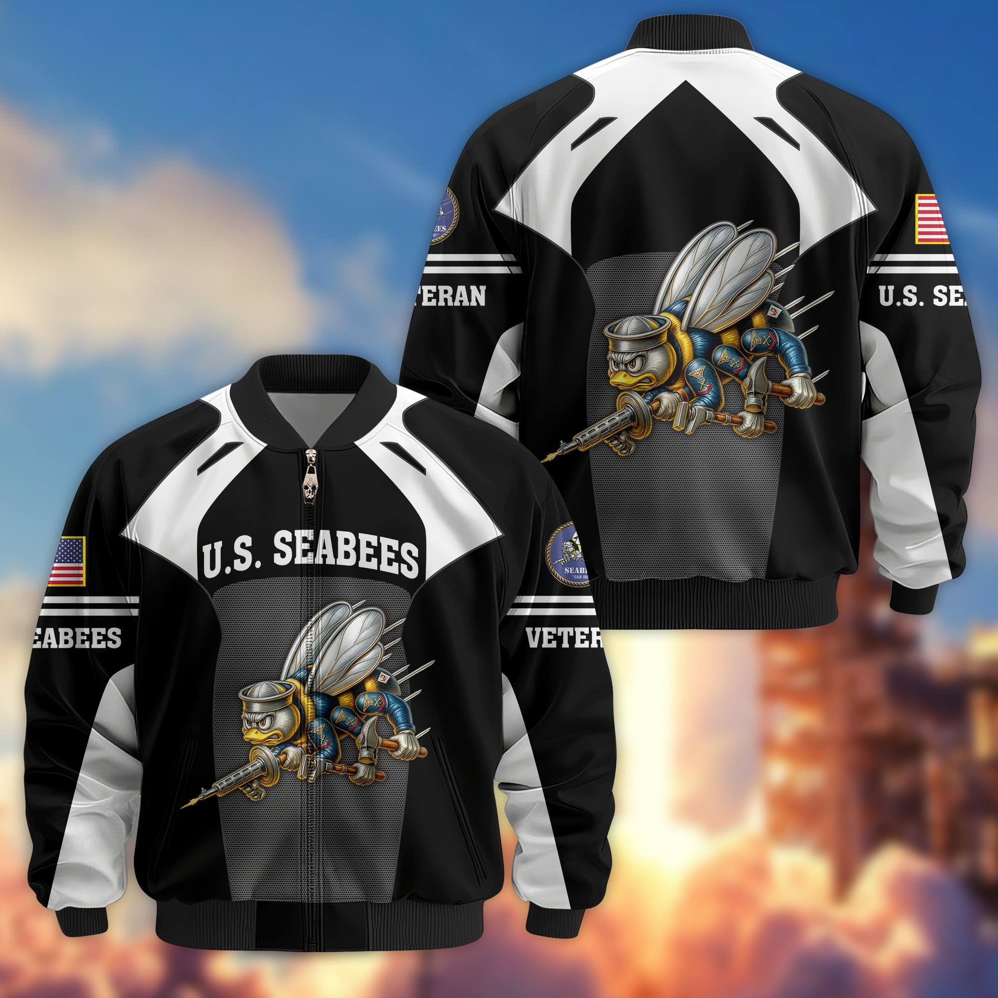 Premium US Veterans Bomber Jacket, Gifts For US Veterans, Gifts On Father's Day, Veterans Day.