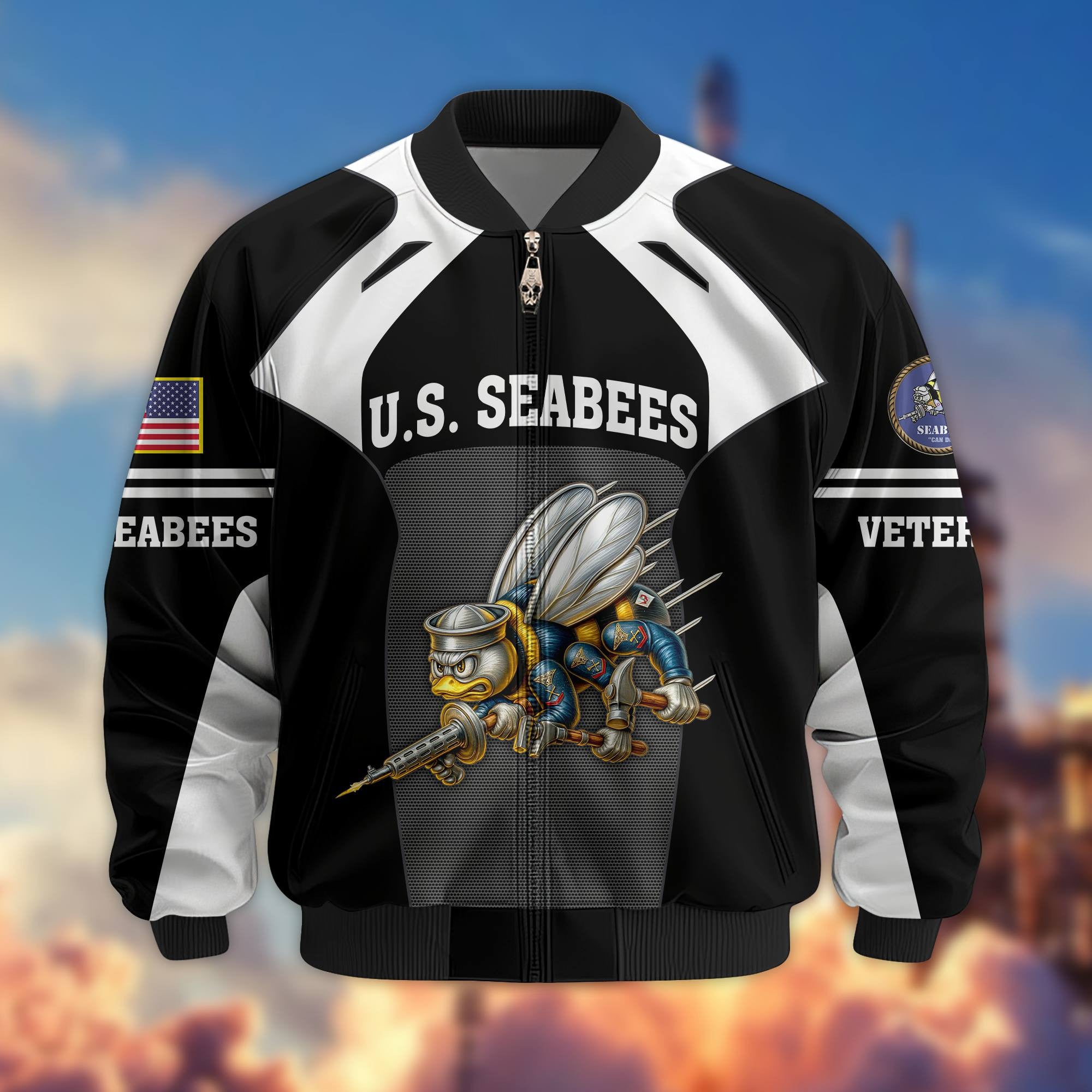 Premium US Veterans Bomber Jacket, Gifts For US Veterans, Gifts On Father's Day, Veterans Day.