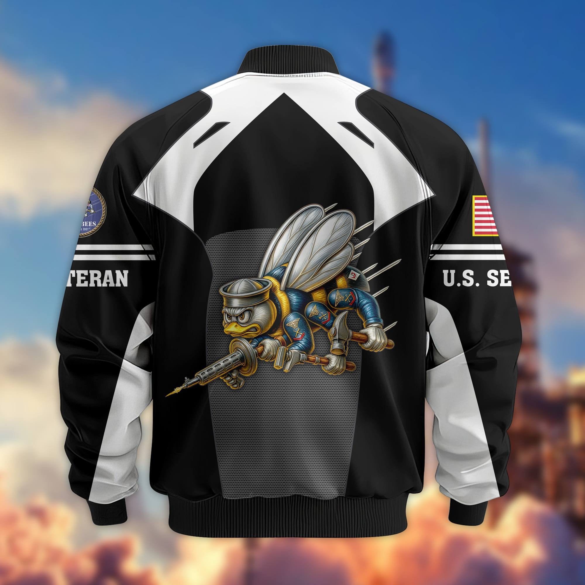 Premium US Veterans Bomber Jacket, Gifts For US Veterans, Gifts On Father's Day, Veterans Day.