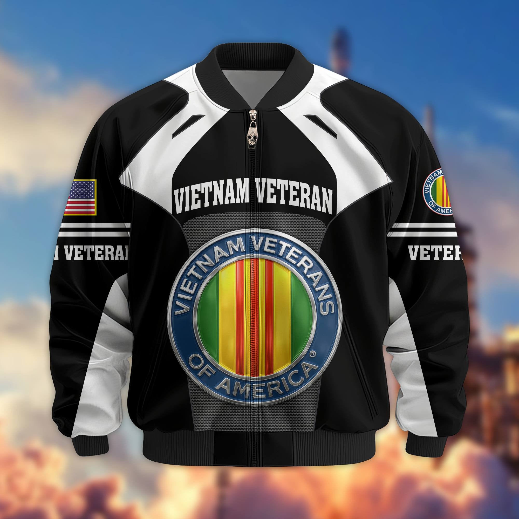 Premium US Veterans Bomber Jacket, Gifts For US Veterans, Gifts On Father's Day, Veterans Day.