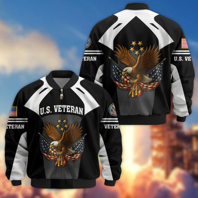 Premium US Veterans Bomber Jacket, Gifts For US Veterans, Gifts On Father's Day, Veterans Day.