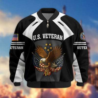 Premium US Veterans Bomber Jacket, Gifts For US Veterans, Gifts On Father's Day, Veterans Day.