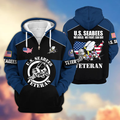 Premium US Veterans Zip Hoodie, Gifts For US Veterans, Gifts On Father's Day, Veterans Day.