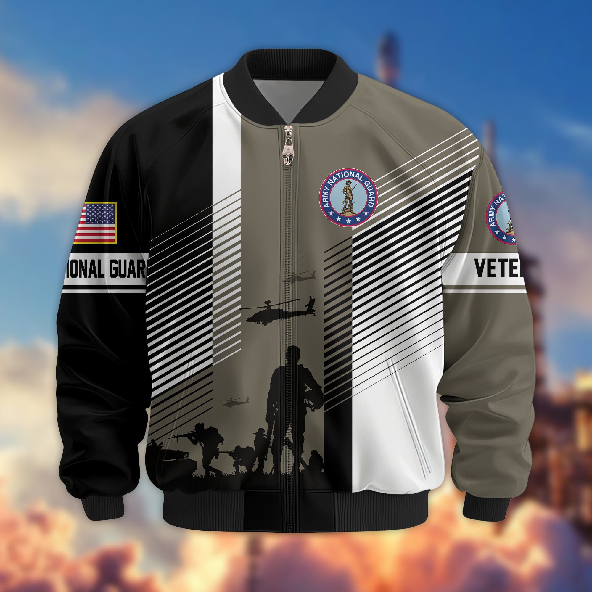 Premium US Veterans Bomber Jacket, Gifts For US Veterans, Gifts On Father's Day, Veterans Day.