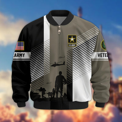 Premium US Veterans Bomber Jacket, Gifts For US Veterans, Gifts On Father's Day, Veterans Day.