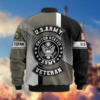 Premium US Veterans Bomber Jacket, Gifts For US Veterans, Gifts On Father's Day, Veterans Day.