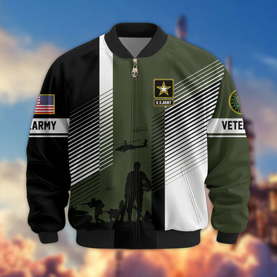Premium US Veterans Bomber Jacket, Gifts For US Veterans, Gifts On Father's Day, Veterans Day.