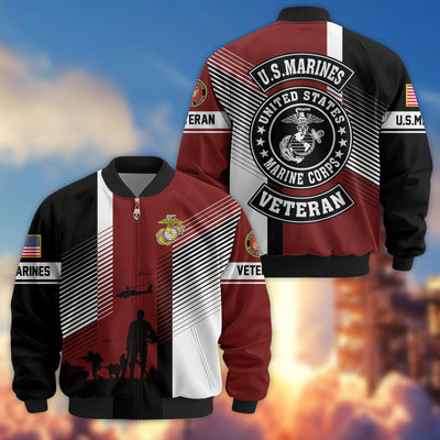 Premium US Veterans Bomber Jacket, Gifts For US Veterans, Gifts On Father's Day, Veterans Day.