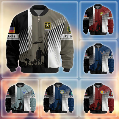 Premium US Veterans Bomber Jacket, Gifts For US Veterans, Gifts On Father's Day, Veterans Day.