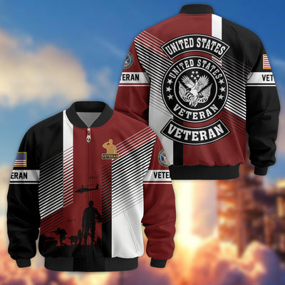 Premium US Veterans Bomber Jacket, Gifts For US Veterans, Gifts On Father's Day, Veterans Day.