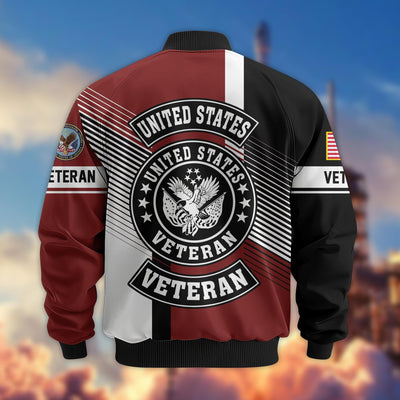 Premium US Veterans Bomber Jacket, Gifts For US Veterans, Gifts On Father's Day, Veterans Day.