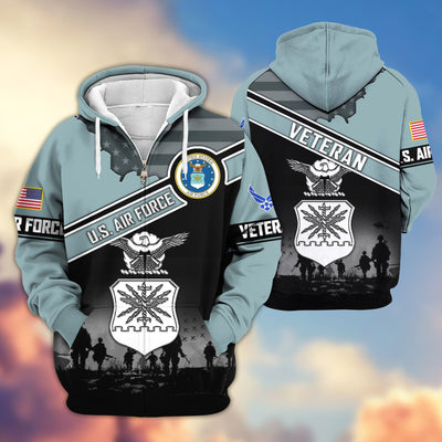 Premium US Veterans Zip Hoodie, Gifts For US Veterans, Gifts On Father's Day, Veterans Day.