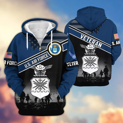 Premium US Veterans Zip Hoodie, Gifts For US Veterans, Gifts On Father's Day, Veterans Day.
