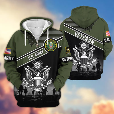 Premium US Veterans Zip Hoodie, Gifts For US Veterans, Gifts On Father's Day, Veterans Day.