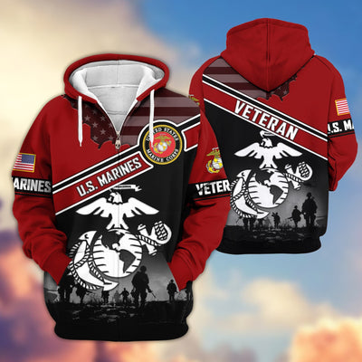 Premium US Veterans Zip Hoodie, Gifts For US Veterans, Gifts On Father's Day, Veterans Day.