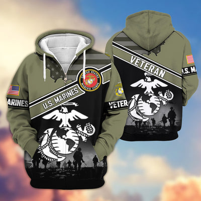 Premium US Veterans Zip Hoodie, Gifts For US Veterans, Gifts On Father's Day, Veterans Day.
