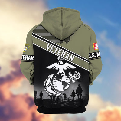 Premium US Veterans Zip Hoodie, Gifts For US Veterans, Gifts On Father's Day, Veterans Day.