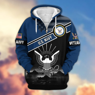 Premium US Veterans Zip Hoodie, Gifts For US Veterans, Gifts On Father's Day, Veterans Day.